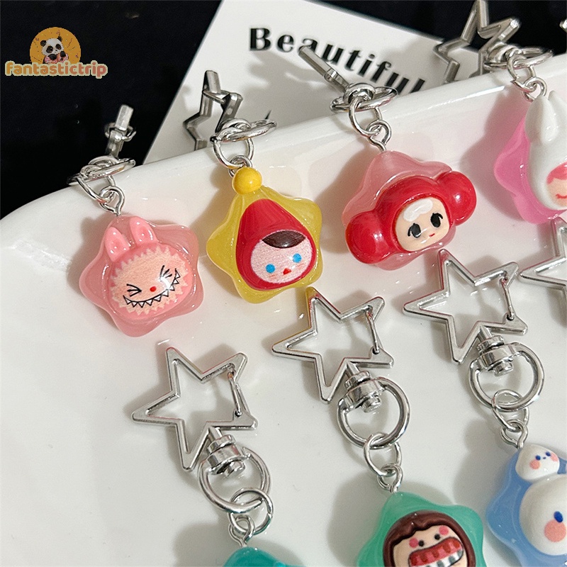 Móc Khóa Hình Động Vật Hoạt Hình Ngôi Sao Năm Cánh Phát Sáng Trong Bóng Tối Phụ Kiện Ô Tô Túi Sáng Tạo Mới