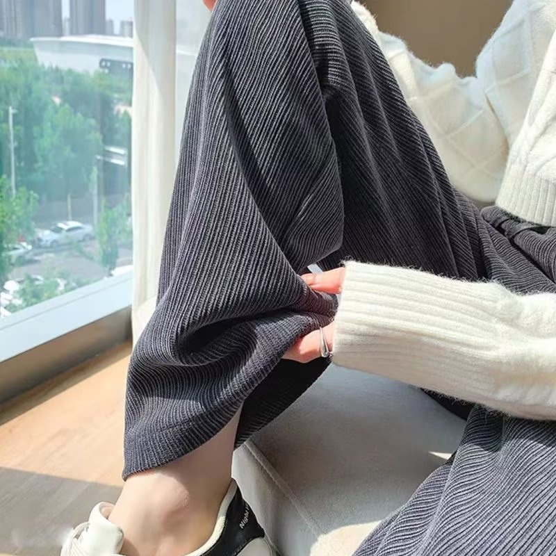 Quần Dài Thể Thao Ống Rộng Vải Nhung Màu Trơn Phối Dây Rút Phong Cách Mỹ Thời Trang Mùa Thu Cho Nam m-5xl