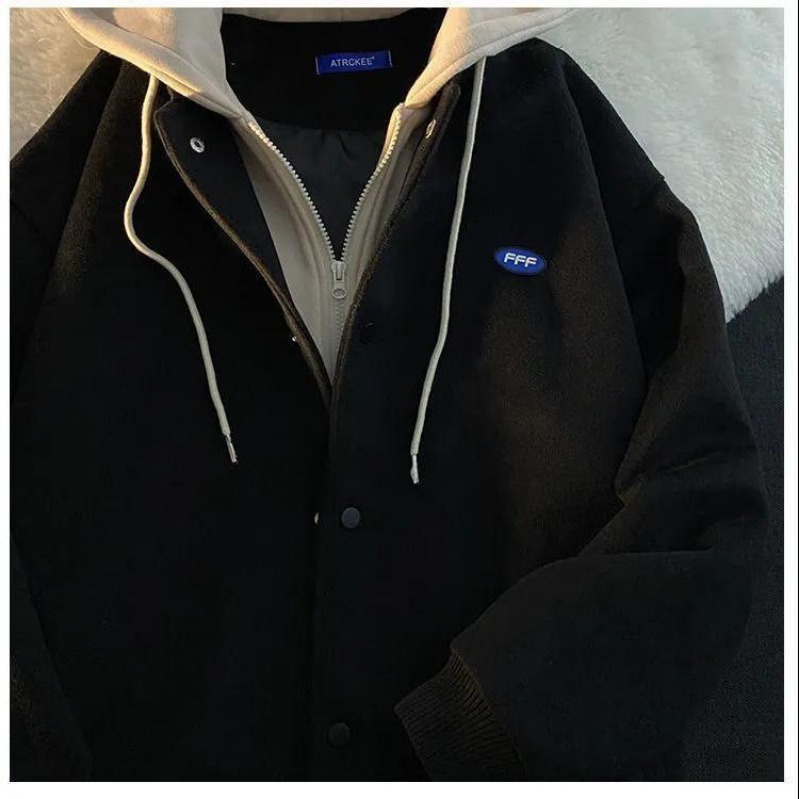 Áo Khoác hoodie Giả Hai Lớp Dáng Rộng Phong Cách harajuku Hàn Quốc Thời Trang Thu Đông 2023