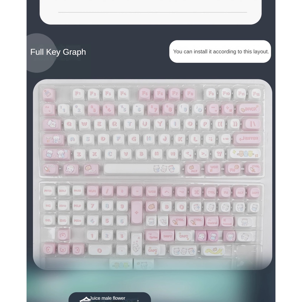 Pbt Nắp Đậy Phím Đàn Cá Mèo Hoạt Hình Màu Hồng / Cá Mập akko a75f87 75 99 104