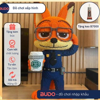 Đồ Chơi Lắp Ráp Mô Hình Zootopia Cáo cảnh sát đeo kính chibi Thỏ Judy and Cáo Nick Cỡ Lớn 105cm 1m
