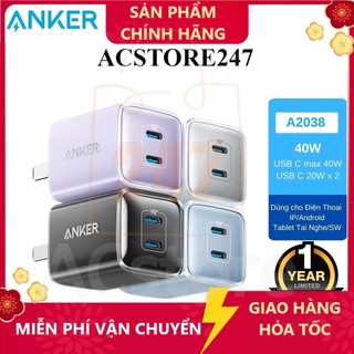 Củ Sạc Anker 521 Nano Pro 40w 2 Cổng A2038   30w   20W hỗ trợ PD PPS QC-    Hàng làm mới lại F   ACSTORE247 