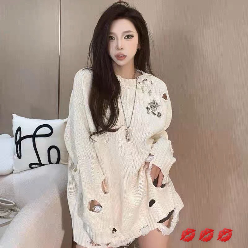 Áo len thom rách tả tơi hàng QC hot hit