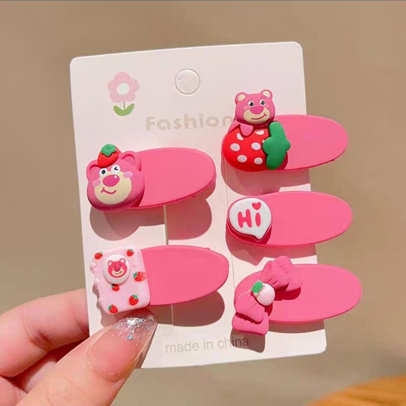 Set 5 Kẹp Tóc Họa Tiết Trái Dâu Hoạt Hình Dễ Thương Cho Bé Gái