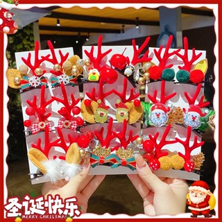  2024 Phong Cách Mới Giáng Sinh Gạc Tóc Hoạt Hình Dễ Thương Ông Già Noel Kẹp Tóc Nai Sừng Tấm 