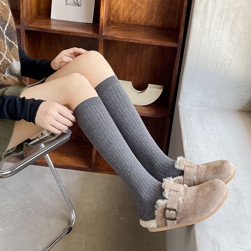 Đôi Tất Chân cotton Dài Màu Trơn Thời Trang Thu Đông Cho Nữ