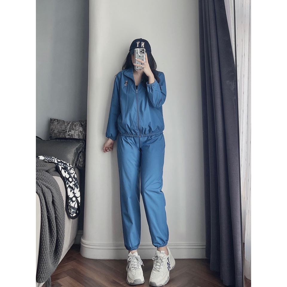 G765 - BỘ GIÓ ĐÔI MẸ VÀ BÉ MÀU XANH THÊU GẤU