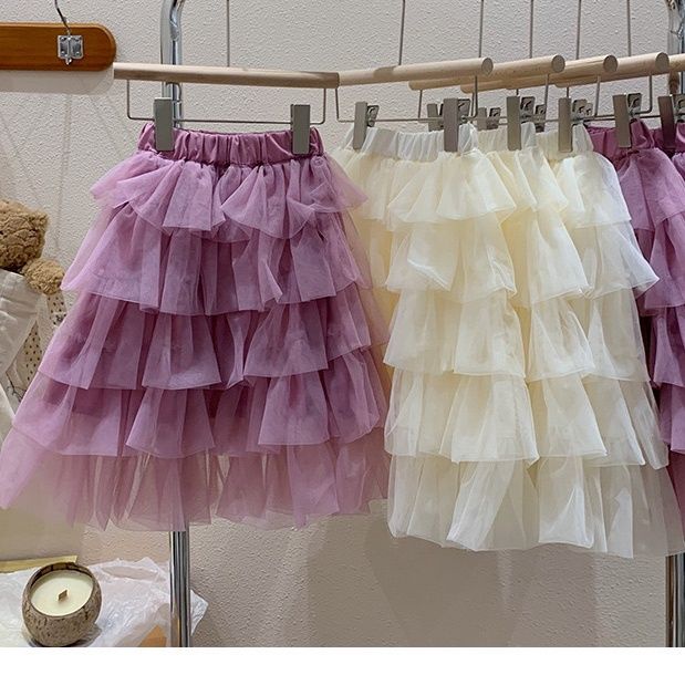 Chân Váy Lưới Màu Trơn Phong Cách Hàn Quốc Thời Trang Xuân Hè Mới Cho Bé Gái