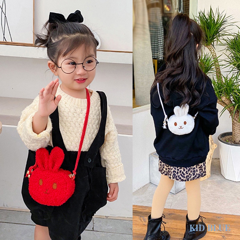 Túi Đeo Chéo Vai Hình Thỏ Hoạt Hình Bằng Vải Bông Nhỏ Nhắn Dễ Thương Dành Cho Trẻ Em