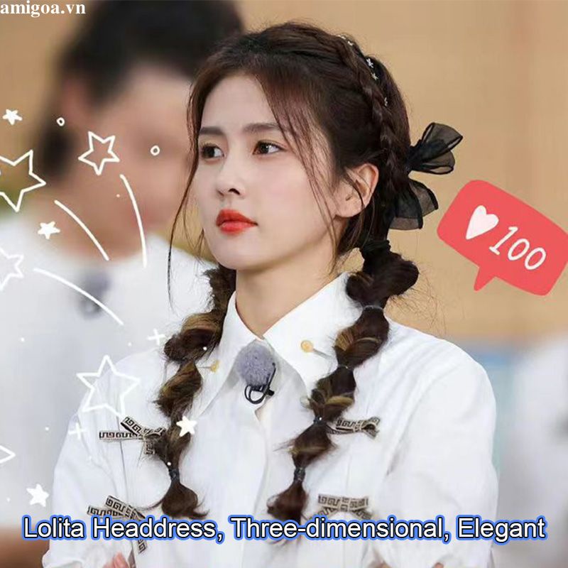 Kẹp Tóc Nơ Lưới Ba Chiều Phong Cách lolita Dành Cho Nữ
