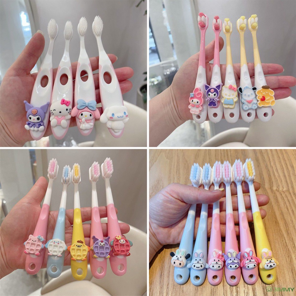 Kawaii sanrio Bàn Chải Đánh Răng Lông Mềm Chống Chảy Xệ Cho Bé 3-12 Tuổi