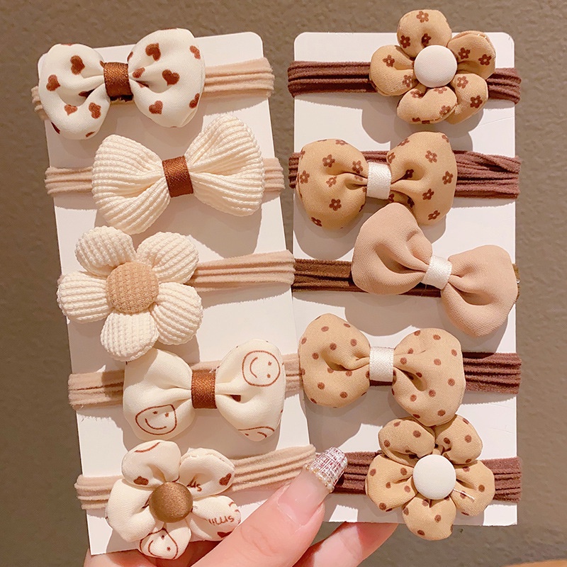 Set 5 Dây Cột Tóc Co Giãn Thời Trang Hàn Quốc Cho Bé Gái