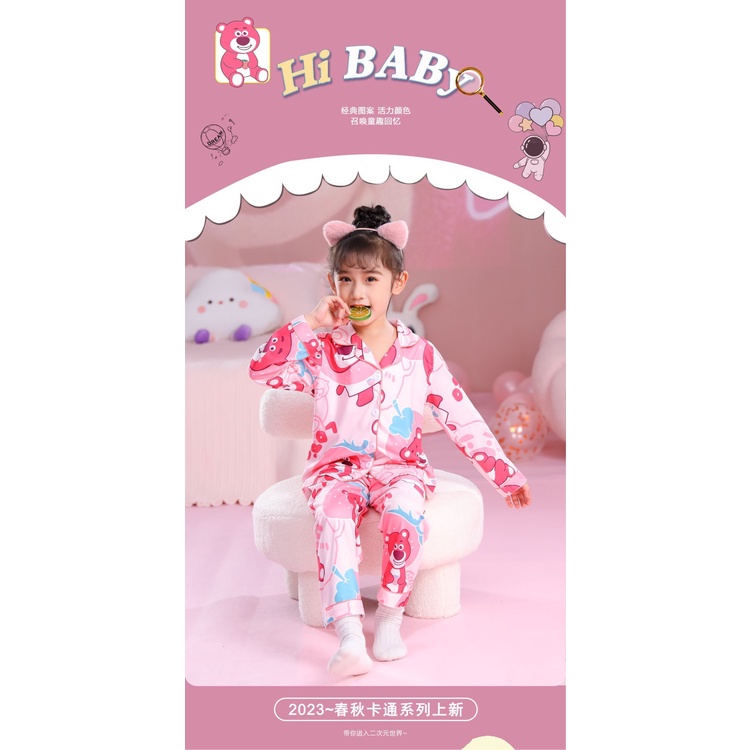 Bộ Đồ Ngủ Tay Dài In Họa Tiết Hoạt Hình Dễ Thương Thời Trang Xuân Thu Cho Mẹ Và Bé Gái Kích Thước 95-165cm