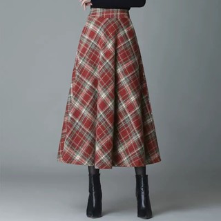 Mới Chân Váy Len Dáng Chữ a Lưng Cao Họa Tiết Kẻ Sọc Phong Cách Cổ Điển Thời Trang Cho Nữ