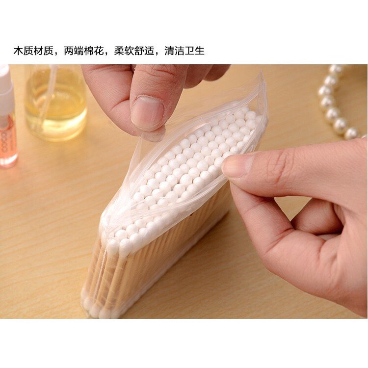 Bịch 100 tăm bông thân gỗ ngoáy tai