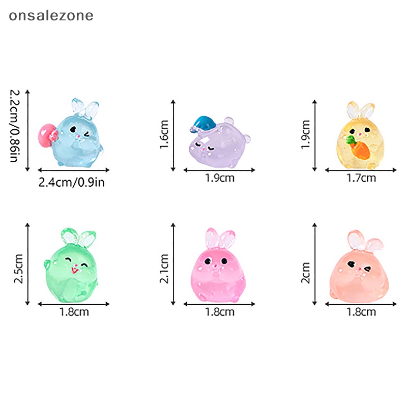 Onsale Set 3 Đồ trang trí Thỏ Dạ Quang mini Trang Trí Tiểu Cảnh / Nhà Búp Bê Mới