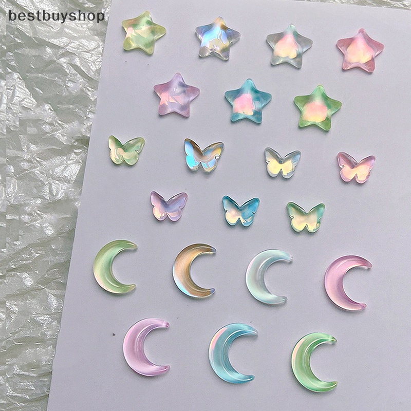 Bộ Hạt Nhựa Hình Ngôi Sao / Mặt Trăng 3d Đính Trang Trí Móng Tay Nghệ Thuật diy Mới