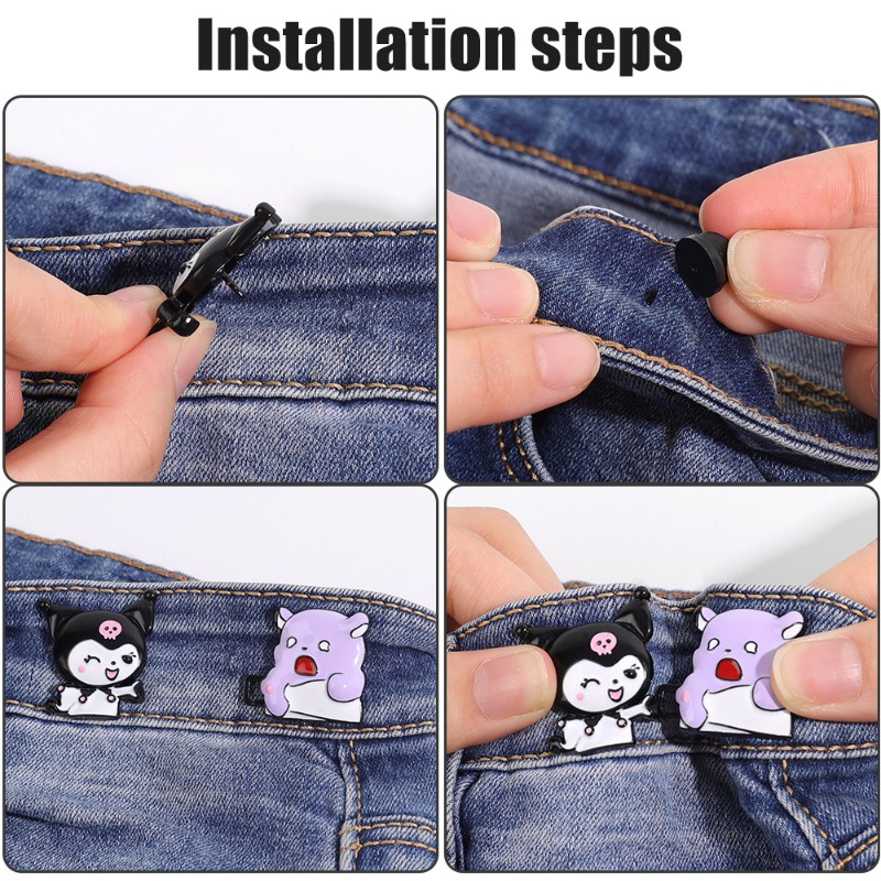 Nút Kim Loại Hình Gấu Hoạt Hình Dễ Thương Có Thể Tái Sử Dụng Gắn Lên Quần Jean Giảm Áp Lực
