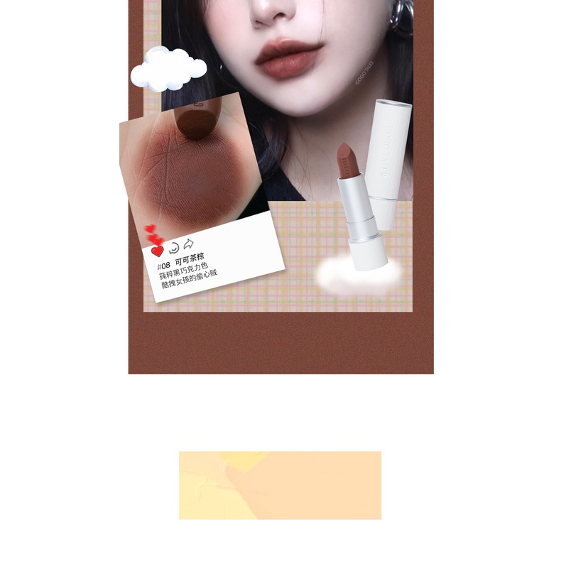 Gogotales Son Môi Nhung Kẻ Sọc Mềm Mại Thời Trang Thu Đông vintage Cho Học Sinh