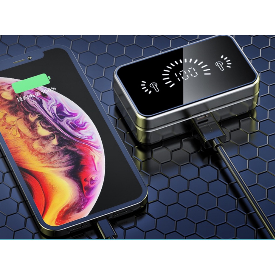 Tai Nghe Không Dây S20 Pro Bluetooth V5.2 - Âm Thanh Hifi 9D Cực Hay Có Micro màn hình LED chống thấm nước,Pin Trâu