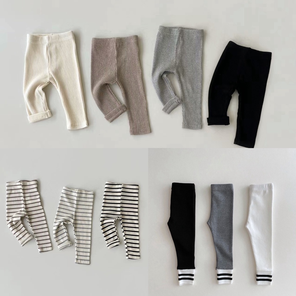 Quần Legging Co Giãn Họa Tiết Kẻ Sọc Đơn Giản Thời Trang Xuân Thu Cho Bé