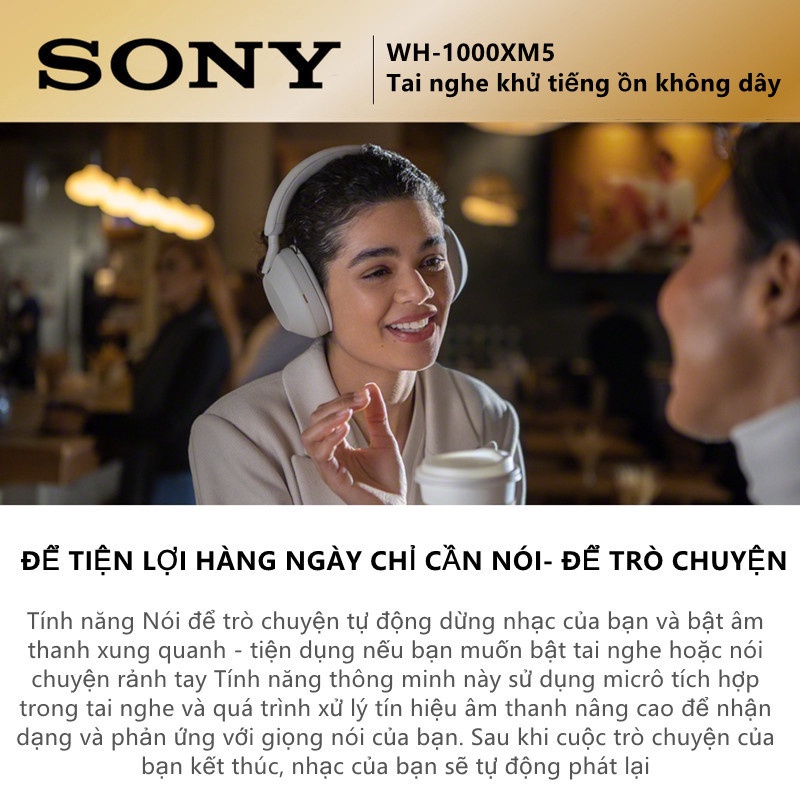 Tai Nghe Sony WH-1000XM5 Bluetooth Không Dây Có Công Nghệ Chống ồn Và Micrô Tích Hợp - Bảo Hành 3 Tháng