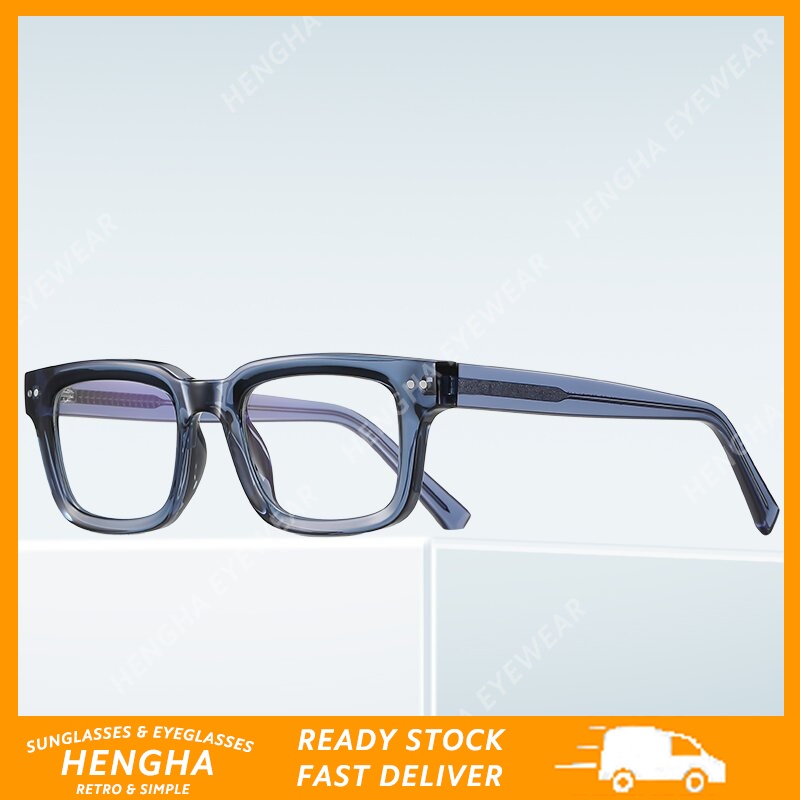 (hengha) Kính Mát Gọng Nhỏ Hình Chữ Nhật Chống Ánh Sáng Xanh Lam Phong Cách vintage Cho Nam