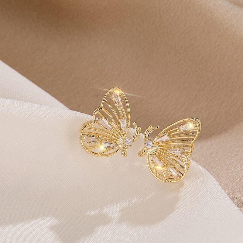 Bông Tai Dáng Dài Hình Bướm Đính Ngọc Trai Thời Trang Cao Cấp Cho Nữ