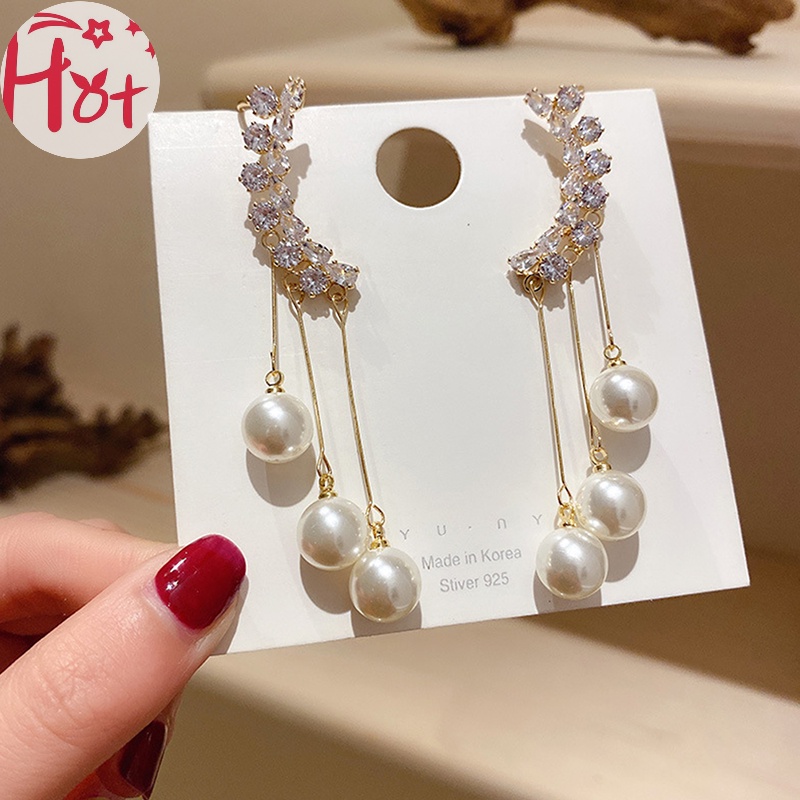 Jr Bông Tai Bạc s925 Dáng Dài Đính Đá Thời Trang Dành Cho Nữ vn