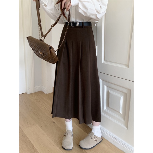 Chân Váy Len Chữ a Lưng Cao Xếp Ly Phong Cách Hàn Quốc Thời Trang Mùa Thu Cho Nữ