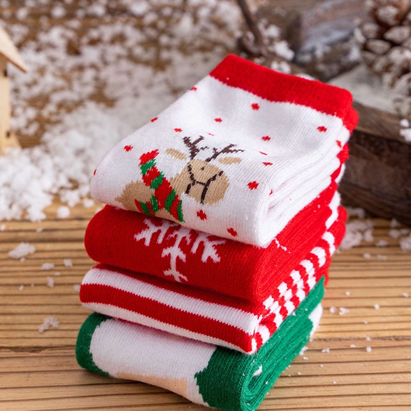 1 Đôi Tất cotton In Hình Giáng Sinh Năm Mới Cho Bé
