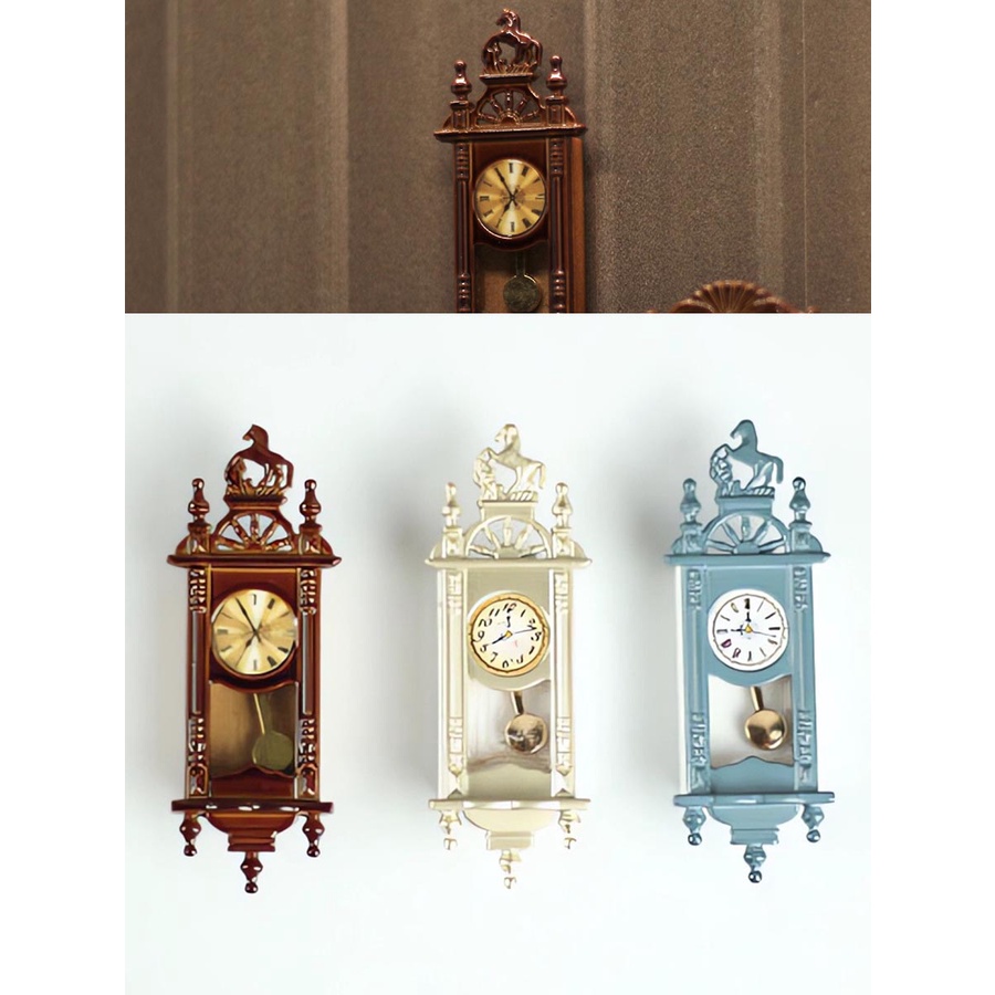 1:12 Scale Dollhouse Miniature Wooden Wall Clock Model Doll's House Furniture