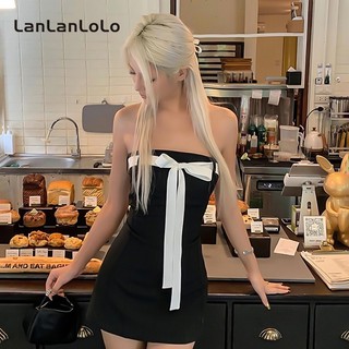 LanLanLo Nữ Thời Trang Màu Sắc Tương Phản Gợi Cảm Tắt Vai Lưng Mỏng Thường Ngày Ngọt Ngào Váy Ngắn
