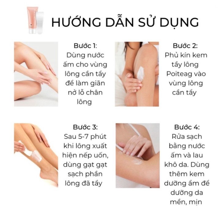 Kem tẩy lông nhẹ nhàng không gây kích ứng, làm sạch lông nhanh chóng, dùng cho toàn thân, nách và vùng kín chân.