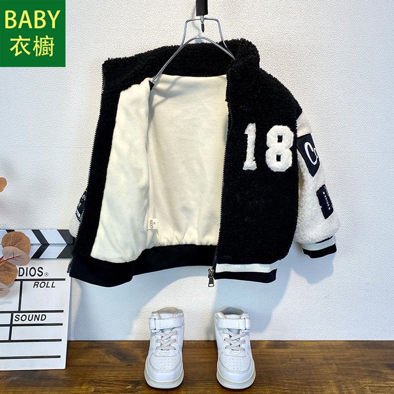 Áo Khoác Bóng Chày Bằng cotton Lót Lông Cừu Dày Thời Trang Phong Cách Mới 2023 Dành Cho Bé Trai