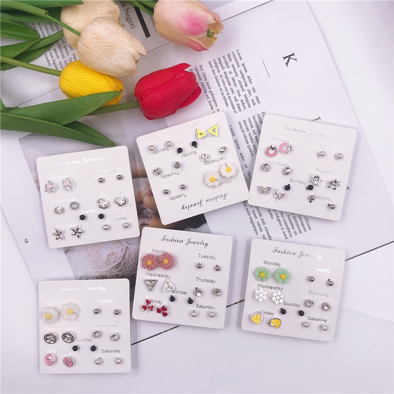 Set 7 Đôi Khuyên Tai mini Phong Cách Mới 2023 2023