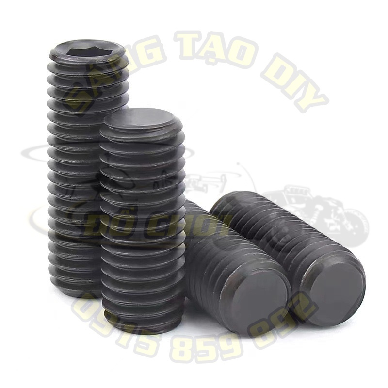 5 Ốc vít lục giác thép đen M3, M4, M5 - Bu lông lục giác chìm không đầu, vít cấy, vít trí