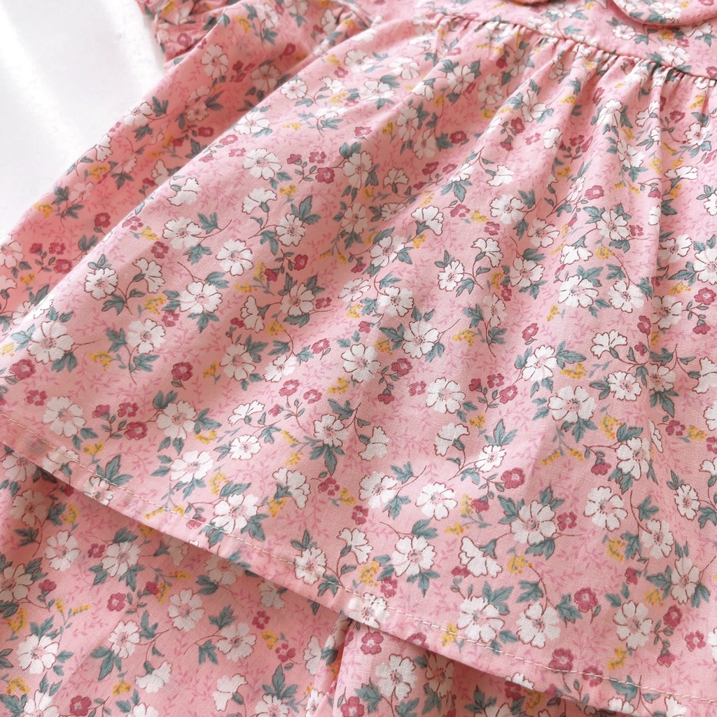 Set bộ bé gái NR04 hoạ tiết hoa lá Hồng,Cam,Vàng  Ngò Rí Store