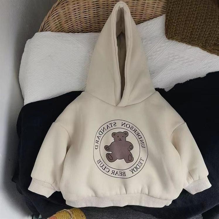Áo Khoác hoodie Thu Đông Lót Nhung In Họa Tiết Hoạt Hình Phong Cách Hàn Quốc 2023 Cho Bé