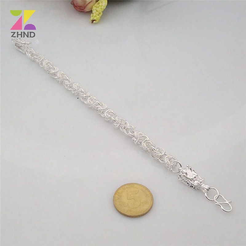 Zhuzhengde Vòng Tay Mạ Bạc Hình Rồng Thời Trang Dành Cho Nam