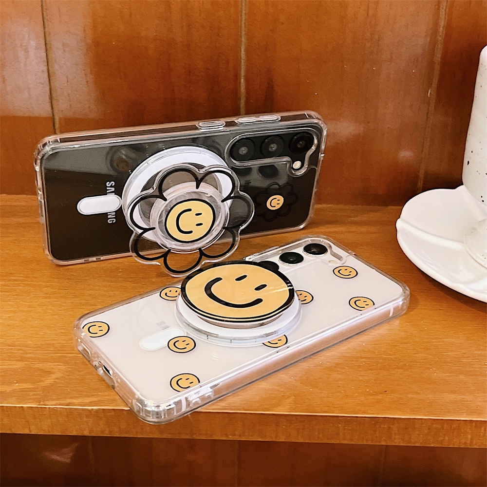 Ốp Điện Thoại tpu Mềm Trong Suốt Chống Rơi Hình Hoa Mặt Cười Cho samsung s23 + s22 + ultra samsung s22 s23 plus