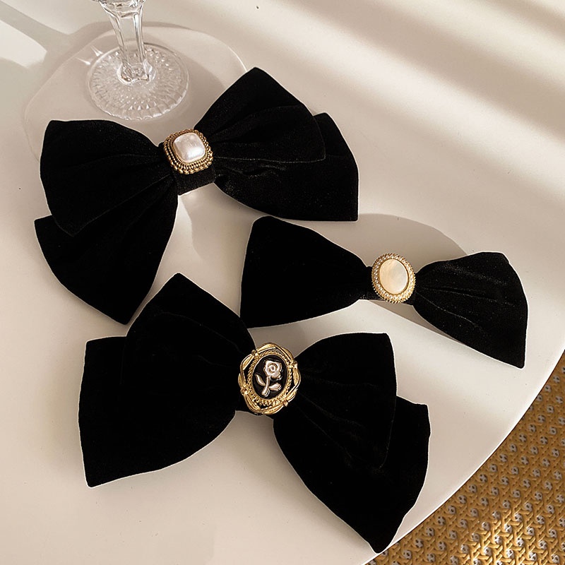 Đen Kẹp Tóc Hình Nơ Phong Cách Hàn Quốc Cao Cấp Cho Nữ