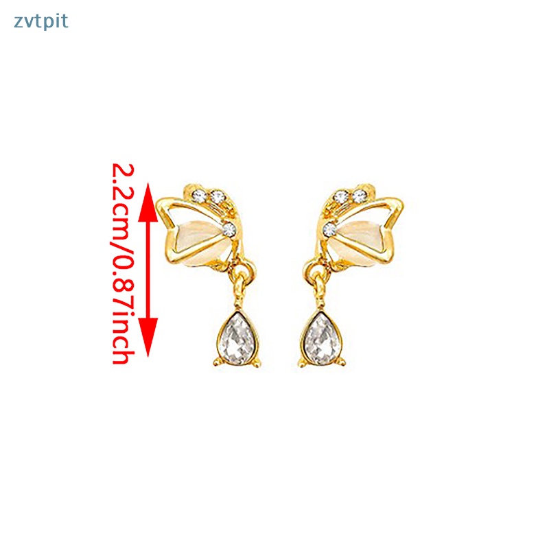 Zvt Khuyên Tai Đính Đá zircon Hình Giọt Nước Và Bướm Sáng Tạo Lãng Mạn Cho Nữ vn