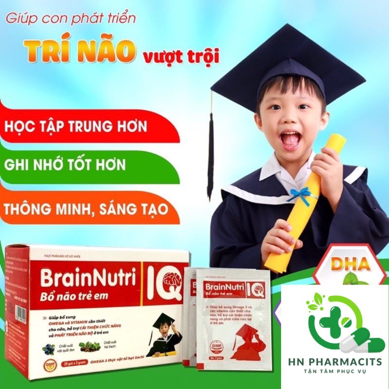 Brain Nutri IQ cốm bổ não trẻ em hộp 20 gói - hỗ trợ chức năng và phát triển não bộ của trẻ