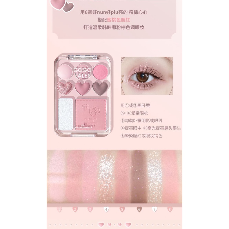 Gogotales gogo dance  Bảng Phấn Mắt Má Hồng Bắt Sáng Trái Tim Tình Yêu Màu caramel Hồng Nâu Đất