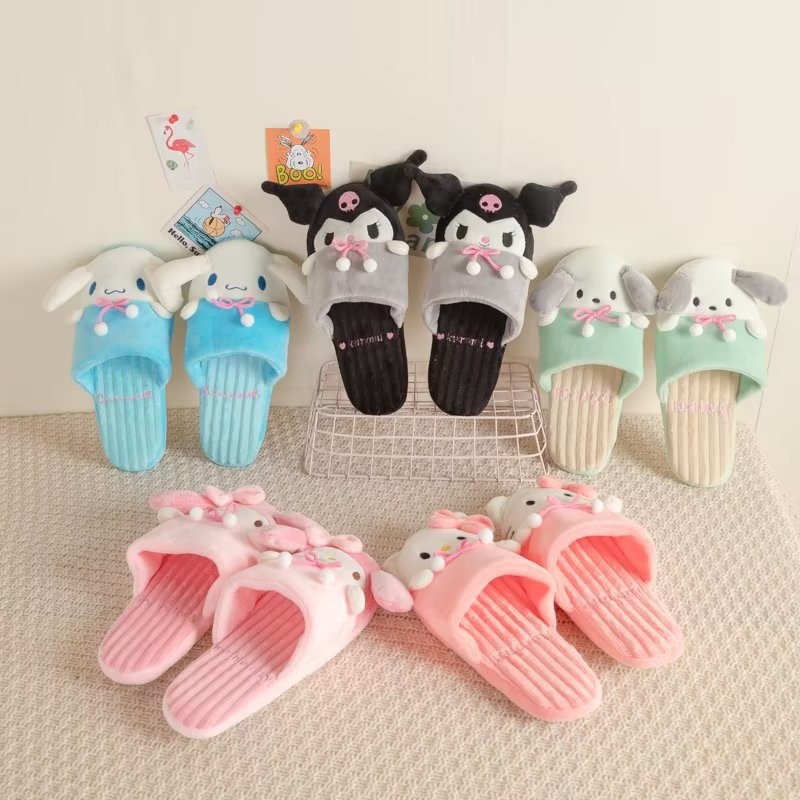 Ye sanrio Dép Bông Đi Trong Nhà Giữ Ấm Mùa Thu Đông Hình sanrio hello kitty kuromi melody pochacco Cho Bé Gái mop