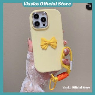 Dễ Thương Ốp Điện Thoại Mềm Hình Chiếc Nơ Màu Vàng Có Dây Đeo Cho iphone 15 pro max 14 plus 13 pro max 12 11 pro max x xs max