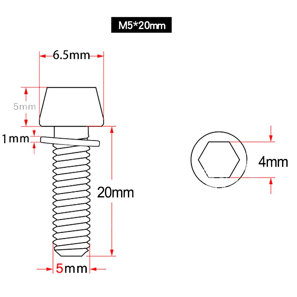Bộ 4 Ốc Vít m5x20mm m6x20mm Gắn Tay Lái Xe Đạp