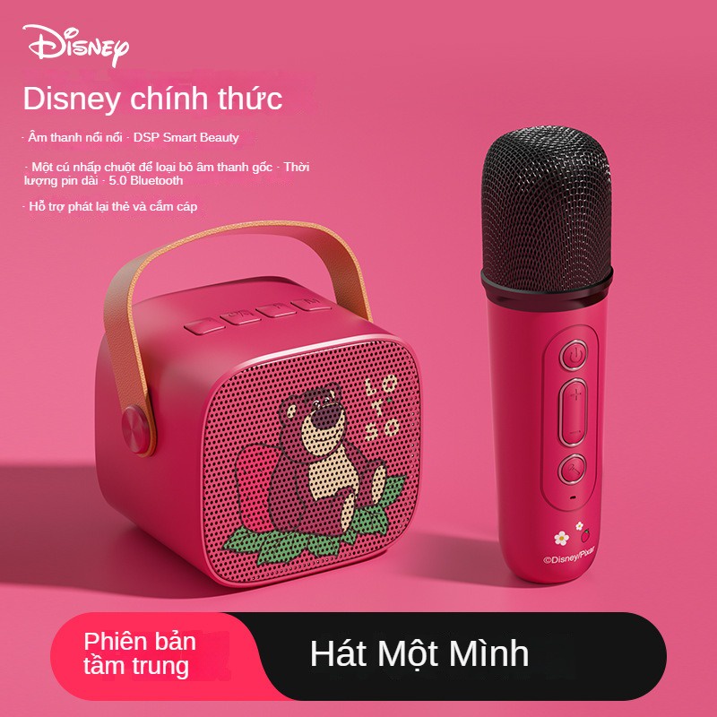 Bộ loa karaoke Bluetooth mini Disney TDA1 với 2 micro bass mạnh chỉnh đa giọng đảm bảo chính hãng
