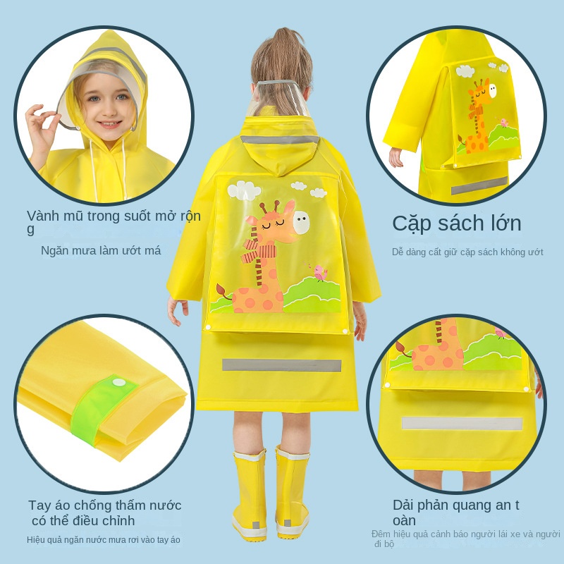 Áo Mưa Một Mảnh Phong Cách Hàn Quốc Cho Bé Gái Tiểu Học